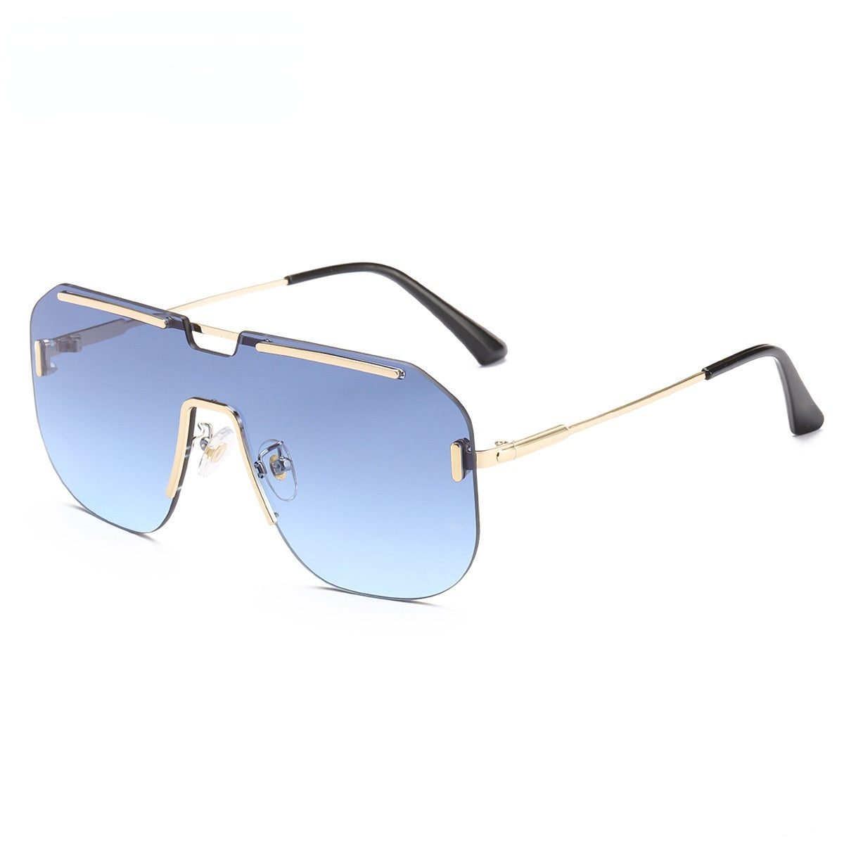 Wholesale PC Mirror Frameless Integrated Large Frame Men's Sunglasses